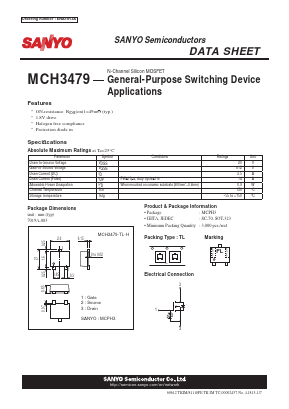 MCH3479 Datasheet PDF SANYO -> Panasonic