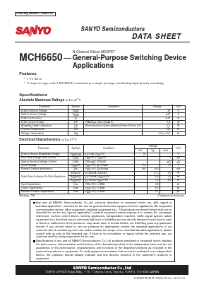 MCH6650 Datasheet PDF SANYO -> Panasonic