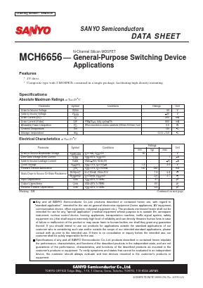 MCH6656 Datasheet PDF SANYO -> Panasonic