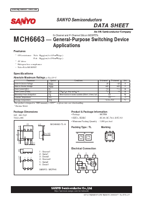 MCH6663-TL-H Datasheet PDF SANYO -> Panasonic