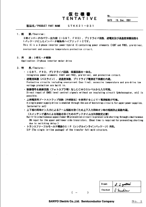 STK621-031 Datasheet PDF SANYO -> Panasonic
