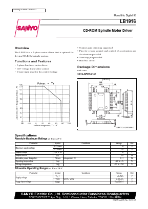 LB1916 Datasheet PDF SANYO -> Panasonic
