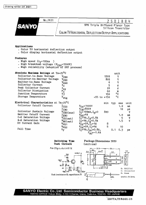 2SD1884 Datasheet PDF SANYO -> Panasonic
