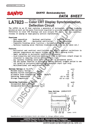 LA7823 Datasheet PDF SANYO -> Panasonic