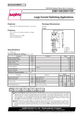 B1168 Datasheet PDF SANYO -> Panasonic