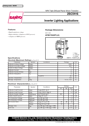 2SC5416 Datasheet PDF SANYO -> Panasonic