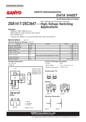 2SA1417S-TD-E Datasheet PDF SANYO -> Panasonic