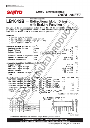 LB1642B Datasheet PDF SANYO -> Panasonic