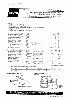 HPA150R Datasheet PDF SANYO -> Panasonic