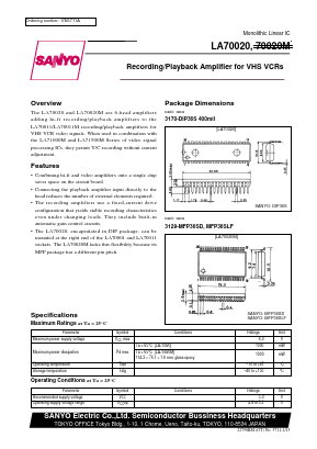 LA70020 Datasheet PDF SANYO -> Panasonic