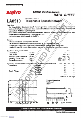 LA8510 Datasheet PDF SANYO -> Panasonic