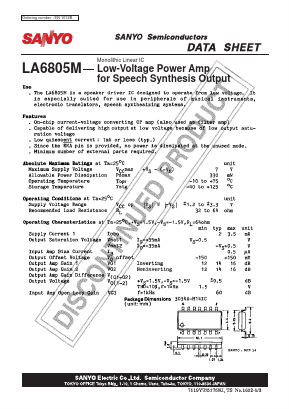 LA6805M Datasheet PDF SANYO -> Panasonic