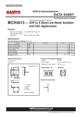 MCH4013 Datasheet PDF SANYO -> Panasonic