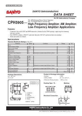 CPH5905H-TL-E Datasheet PDF SANYO -> Panasonic