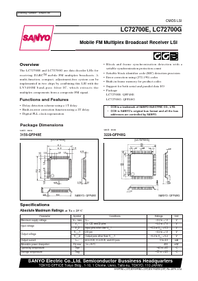 LC72700G Datasheet PDF SANYO -> Panasonic