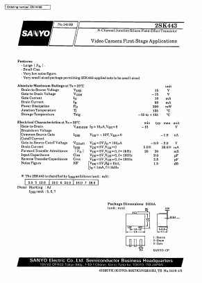 2SK443 Datasheet PDF SANYO -> Panasonic