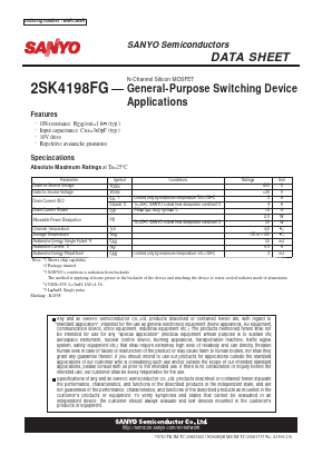 2SK4198FG Datasheet PDF SANYO -> Panasonic