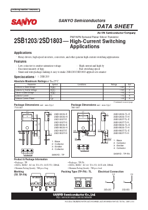2SB1203S-E Datasheet PDF SANYO -> Panasonic