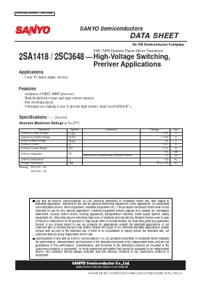 A1418 Datasheet PDF SANYO -> Panasonic