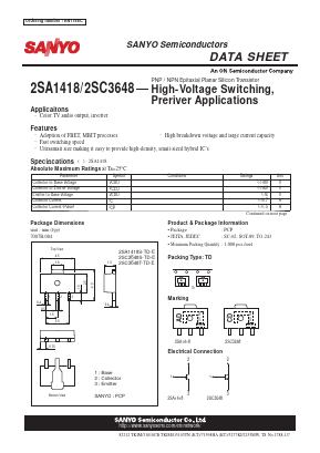 2SC3648 Datasheet PDF SANYO -> Panasonic