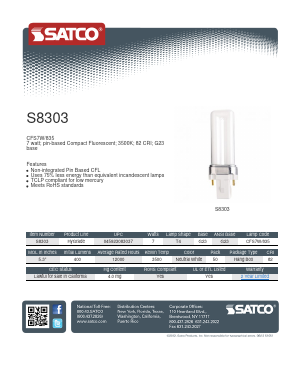 S8303 Datasheet PDF Satco Products, Inc.
