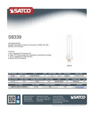 S8339 Datasheet PDF Satco Products, Inc.