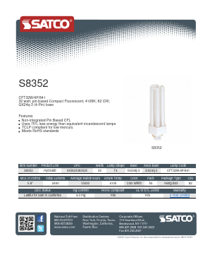S8352 Datasheet PDF Satco Products, Inc.