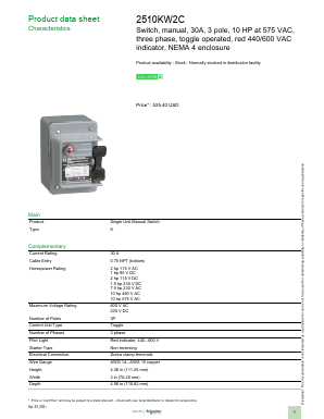 2510KW2C Datasheet PDF Schneider Electric