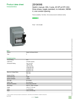 2510KW6 Datasheet PDF Schneider Electric