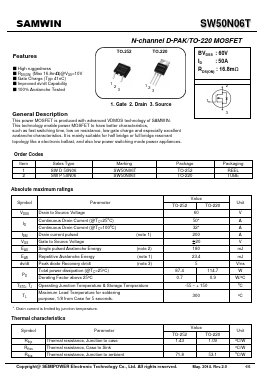 SWP50N06 Datasheet PDF Xian Semipower Electronic Technology Co., Ltd.