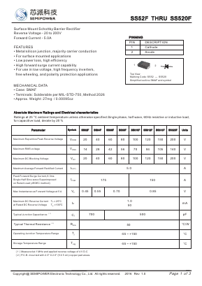SS52F Datasheet PDF Xian Semipower Electronic Technology Co., Ltd.