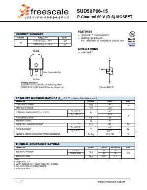 SUD50P06-15 Datasheet PDF SHENZHENFREESCALE