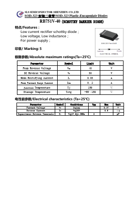 RB751V-40 Datasheet PDF SHENZHEN SLS TECHNOLOGY CO.,LTD.