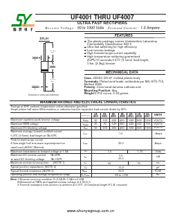 UF4007 Datasheet PDF Shunye Enterprise