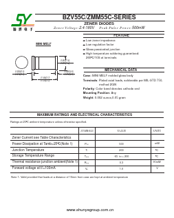 ZMM55C9V1 Datasheet PDF Shunye Enterprise