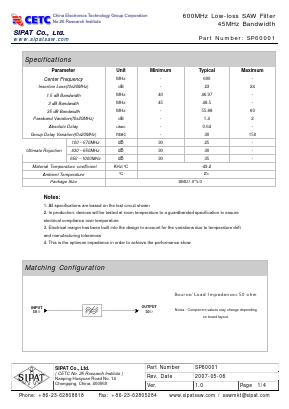 SP60001 Datasheet PDF SIPAT Co,Ltd