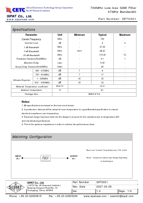 SP70001 Datasheet PDF SIPAT Co,Ltd
