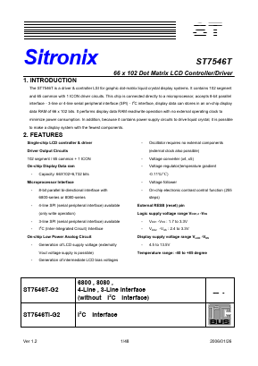 ST7546T Datasheet PDF Sitronix Technology Co., Ltd.