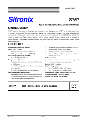 ST7577 Datasheet PDF Sitronix Technology Co., Ltd.