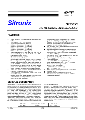 ST7565-0B Datasheet PDF Sitronix Technology Co., Ltd.