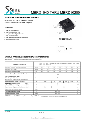 MBRD10200 Datasheet PDF SHIKE Electronics