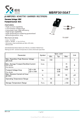 MBRF30150AT Datasheet PDF SHIKE Electronics