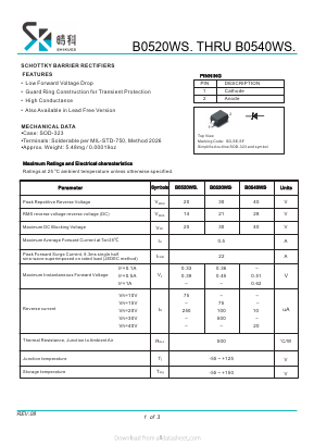B0520WS. Datasheet PDF SHIKE Electronics