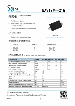 BAV20W Datasheet PDF SHIKE Electronics