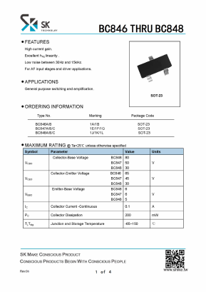 BC847 Datasheet PDF SHIKE Electronics