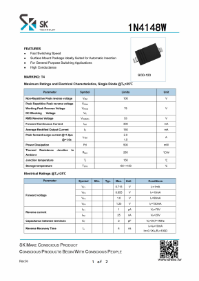 1N4148W Datasheet PDF SHIKE Electronics
