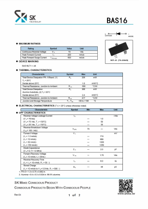 BAS16 Datasheet PDF SHIKE Electronics
