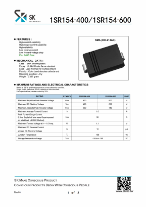 1SR154-400 Datasheet PDF SHIKE Electronics