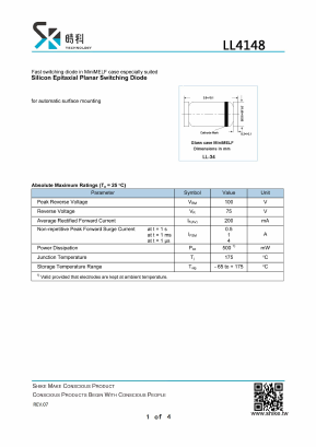 LL4148 Datasheet PDF SHIKE Electronics
