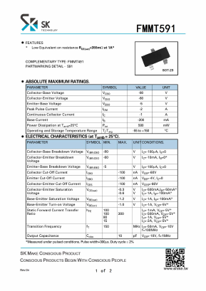 FMMT591 Datasheet PDF SHIKE Electronics